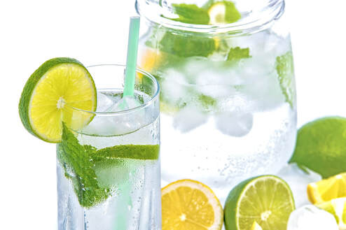 Water with lemon lime and mint